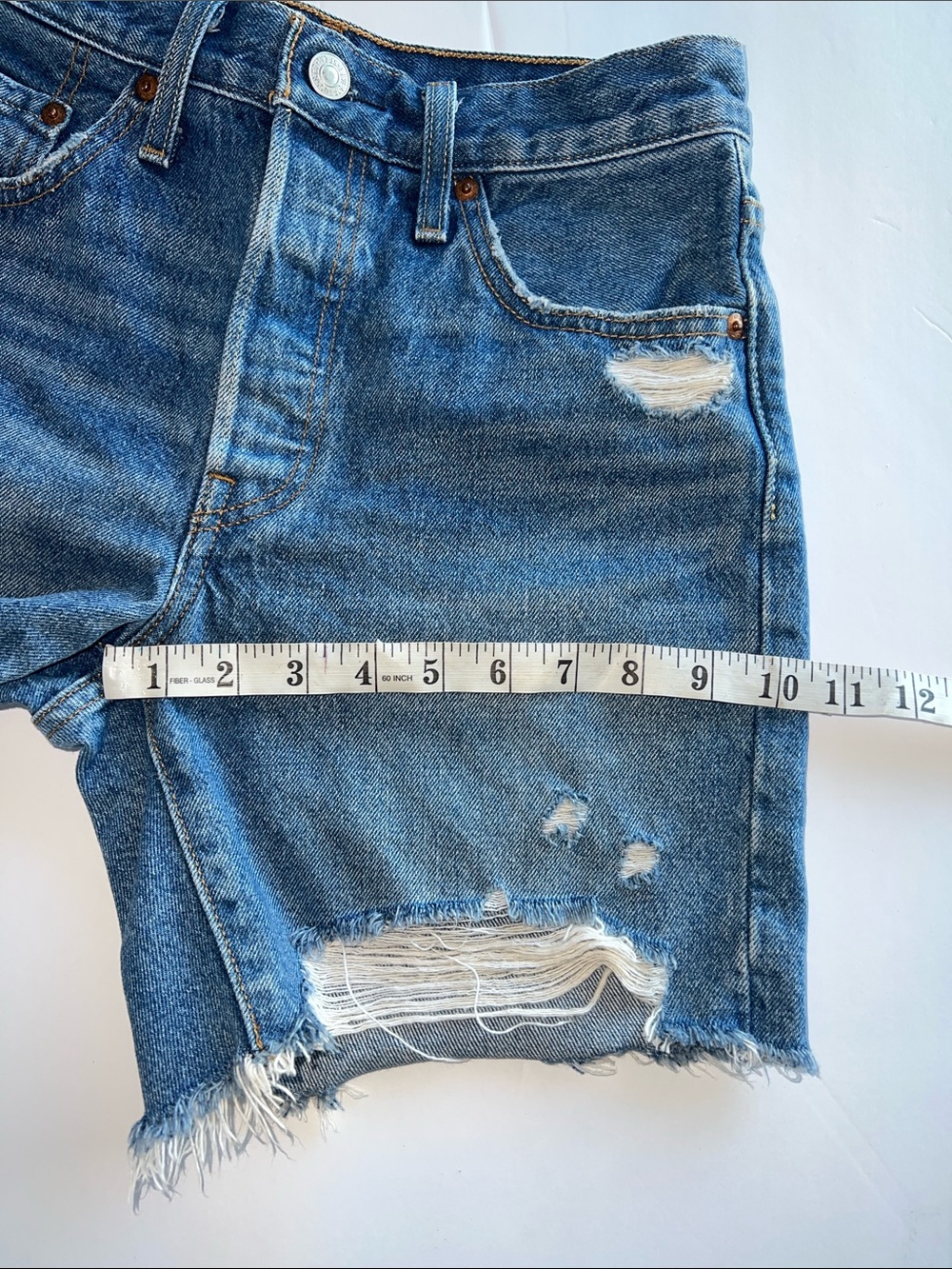 Levis 501 Button Fly Shorts High Rise Mid-Thigh Jean Shorts SZ 25 - Picture 15 of 16